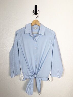 Anatomie Size XL Womens Preppy Nerissa Striped Button Down Front Tie Shirt